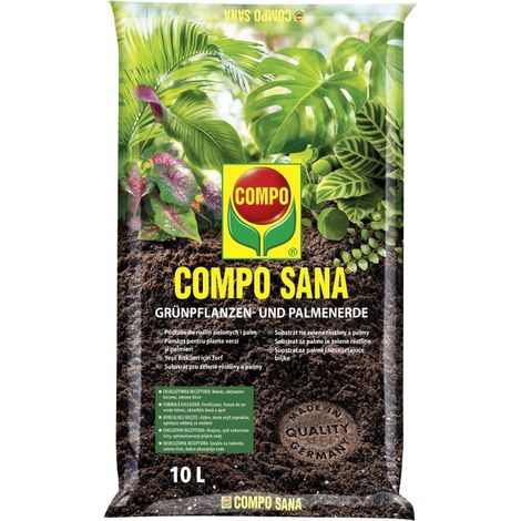 Compo Sana Substrat pour plantes vertes et palmiers 10L Tourbe, perlite, agrosil, chaux Compo Sana