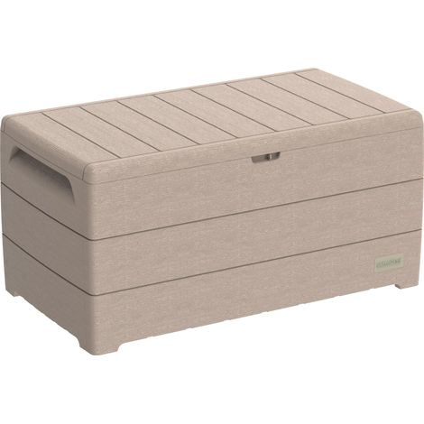 Duramax Cedargrain Durabox 270 Litri/ 71 Galloni Baule da Giardino, Cassapanca Contenitore da Esterno in plastica con ruote e maniglie, Scatole Per Esterni, Tortora caldo, 55.7 x 45.3 x 117.2 cm (1/5)