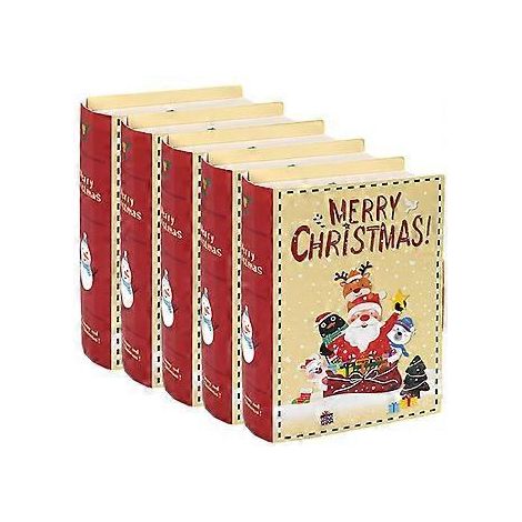 5er-Packung Weihnachtsfest-Süßigkeitenboxen, Geschenkverpackungsboxen in Buchform, Geschenkboxen für festliche Leckereien aus Papier