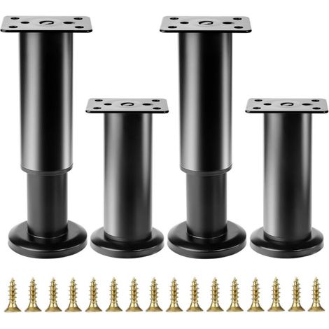 4 patas ajustables para muebles de 12 a 18 cm, patas ajustables para muebles, patas niveladoras para mesas de trabajo, patas ajustables en altura de color negro para sillas, camas, sofás, armarios y g