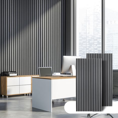 Randaco Schalldämmung Set mit 1 Akustikplatte in Holzoptik 60 x 120 x 2,1 cm Grau