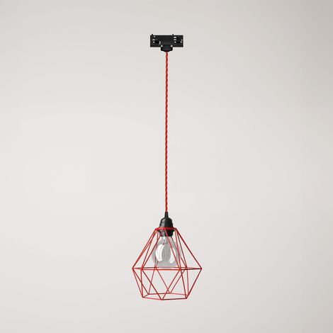 Creative Cables - Candeeiro suspenso com abajur em gaiola de diamante para calhas - lâmpada incluída