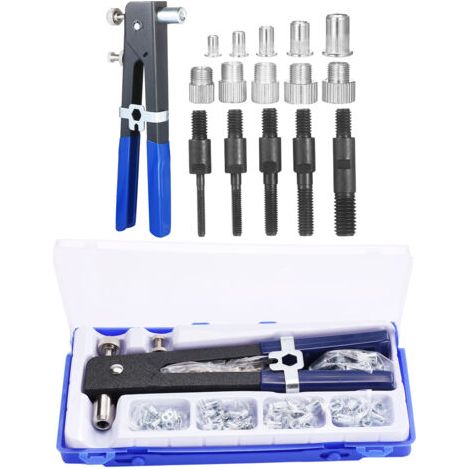 RHG Kit d'outils pour écrous à rivets, clé à riveter à main aveugle, pistolet à insertion fileté avec assortiment d'écrous métriques M3 M4 M5 M6 M8 86 pièces (1/5)