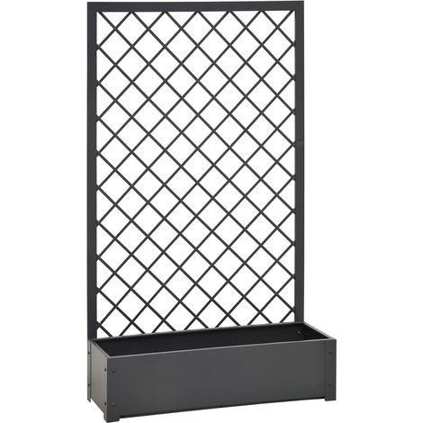 FIORIERA IN METALLO CON TRALICCIO 90X32XH150CM ANTRACITE VERDEMAX (1/5)