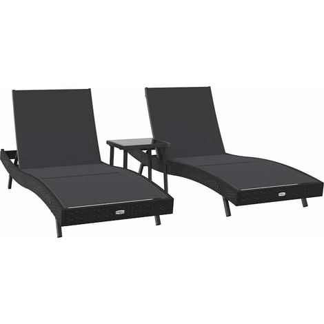 Maison Exclusive - Sonnenliege 3 pcs Schwarz 197 x 70 x 82 cm Pol
