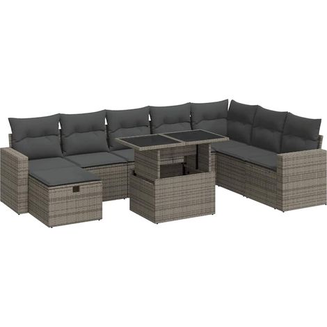 Maison Exclusive - 9-tlg. Garten-Sofagarnitur mit Kissen Grau Pol