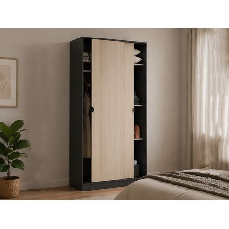 Armario 2 Puertas Orgosolo, Ropero Dormitorio 4 Estantes, 50x200h cm Gris Antracita (1/5)