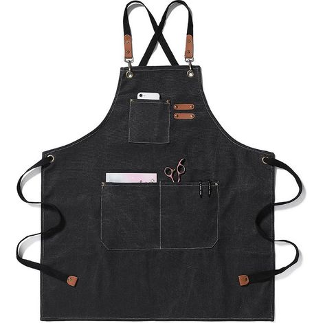 Tablier Unisexe Cowboy Café Boutique Barbier Restaurant Vêtements Travail Hommes Femmes Peinture Tablier Travail Cuisine,(Color : Black, Size : OneSize) (1/5)