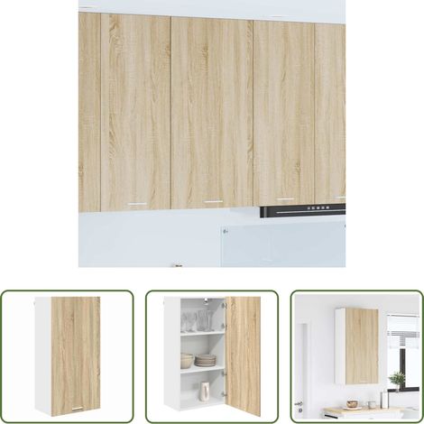 vidaXL Küchenorganisation - Hängeschrank mit Tür Sonoma-Eiche und Weiß 50 x 31 x 100 cm (1/5)