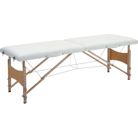 Table de massage pliante 2 zones, hauteur ajustable, coussin facial amovible, 186x60x61-87 cm, beige (1/5)