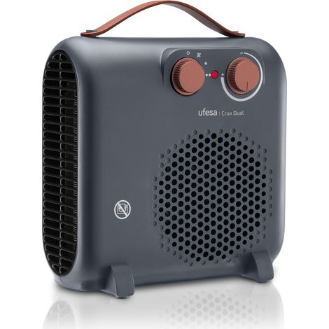 Ufesa Crux Dual Grey, Stufa Elettrica Basso Consumo, 2000 W, 3 Livelli di Potenza, Termostato Regolabile, Termoventilatore con Maniglia da Trasporto (1/5)