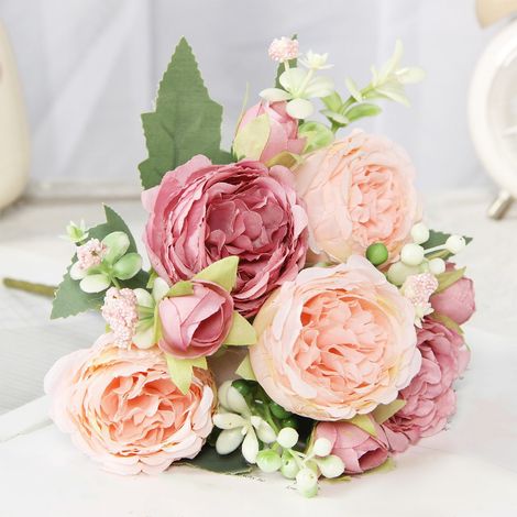 Roses Artificielles - Faux Fleurs en Soie - Décoration Intérieure et Extérieure - Bouquet sans Entretien - 1 Pièce (1/5)