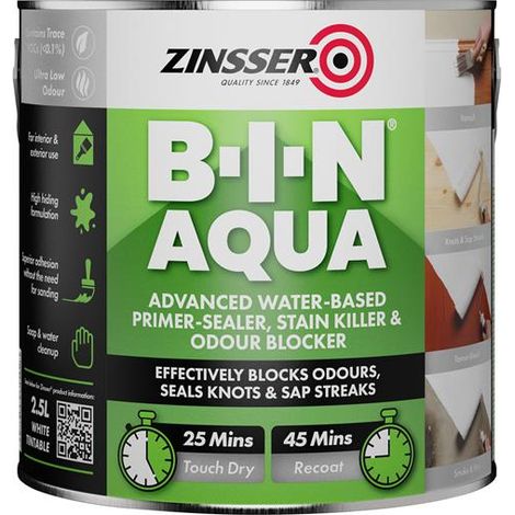 Zinsser ZN7440001C1 B-I-N Aqua Primer Sealer Blocker 2.5 Litre ZINBINA25L