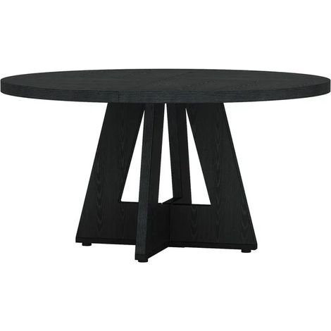 Table à manger ronde en bois de style maison de campagne Ø 120 cm sans chaises (1/5)
