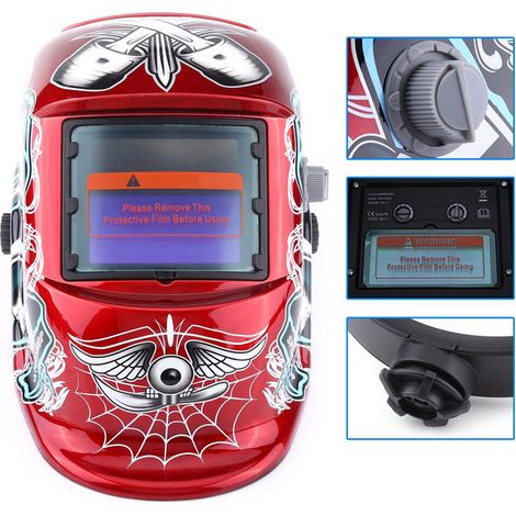 Solarbetriebene, spannungsvariable, selbstverdunkelnde Schweißmaske, Modell Red Pirate 107 HHD-107 (1/5)