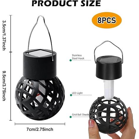 Lampes Solaires Extérieur À Suspendre Effet Flamme Lanterne Solaire Extérieure LED pour Jardin Terrasse Pelouse Éclairage Solaire Jardin (1/4)