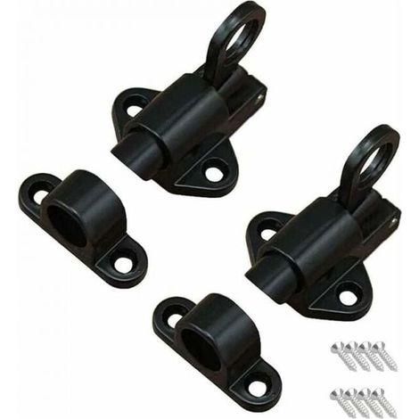 Piece of black door latch, spring latch, door catch, with 8 screws, suitable for doors and windows, wooden doors, bathroom doors, cabinets, wardrobe YMYNY (1/4)