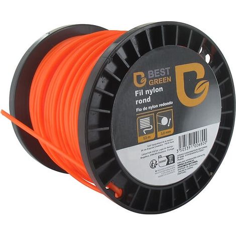 Bobine fil débroussailleuse nylon rond - Orange - 3 mmx53m