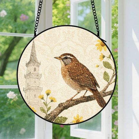 Suspension en vitrail, attrape-soleil unique minimaliste, décoration porte fenêtre, cadeau Anniversaire pour femme, homme, tante, oncle 12,5 cm (1/5)