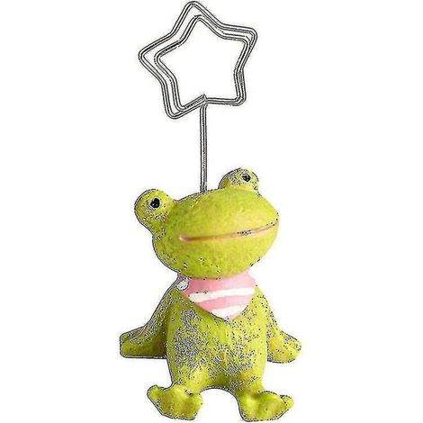 Origineller Visitenkartenhalter in Form eines kleinen Frosches, mit Fotoclip und Telefonnummernfach. Bürodekoration. (1/5)