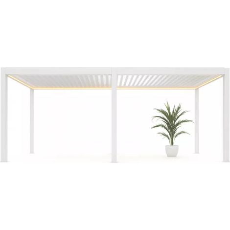 pergola bioclimatica motorizzata giardini di maggio "quadrifoglio twin" in alluminio bianco 7,8x4x2,5 mt