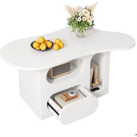 Table Basse avec Rangement 97 x 45 x 43 cm tiroirs compartiments ouverts matériaux de qualité (1/5)