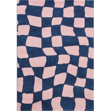 Tapis bleu moderne épais à poils longs doux - 80 x 140 cm (1/5)