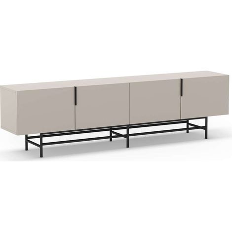 Mueble para televisión 4 puertas Elena acabado crema/negro, 55cm(alto) 200cm(ancho) 35cm(largo) (1/4)