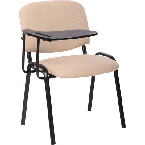 Chaise Ken en tissu avec tablette rabattable Crème