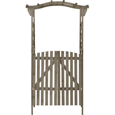 Pergola mit Tor 116x40x204 cm Grau Massivholz