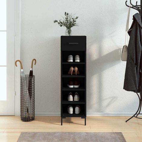 vidaXL Zapatero madera de ingeniería negro 30x35x105 cm (1/5)