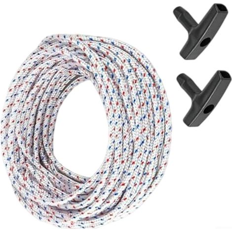 Corde lanceur pour robuste 4mm pour moteur à pour gaz Corde lanceur 15 mètres longueur, 4mm diamètre, poignées incluses, compatibilité multi-, usage extérieur (1/5)