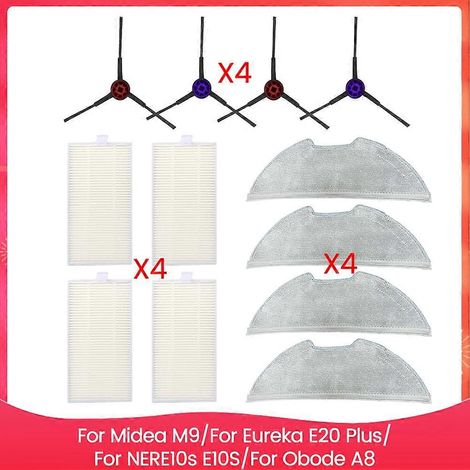 Pièces détachées pour balai Midea M9/Eureka E20 Plus/NERE10s E10S/Obode A8 : brosse latérale, filtre HEPA, lingette de rechange et accessoires (1/5)