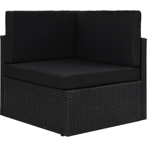 Modulares Sofa-Eckteil Poly Rattan Schwarz (1/5)