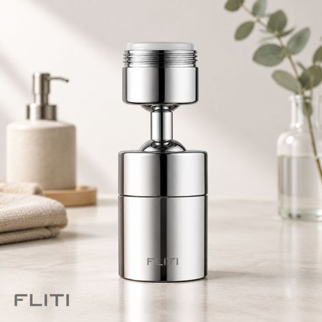 FLITI Mousseur Robinet Pivotant 360° - Double Fonction Économiseur d'Eau - Cuisine Salle de Bain - ABS/Cuivre - Design Moderne (1/5)