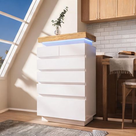 Commode coloris blanc en panneau de particules 73 x 39 x 115 cm (1/5)