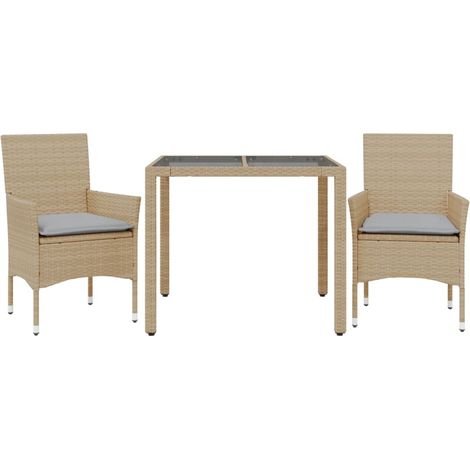 Maison Exclusive - Set comedor jardín 3 pzas cojines ratán sintét (1/5)