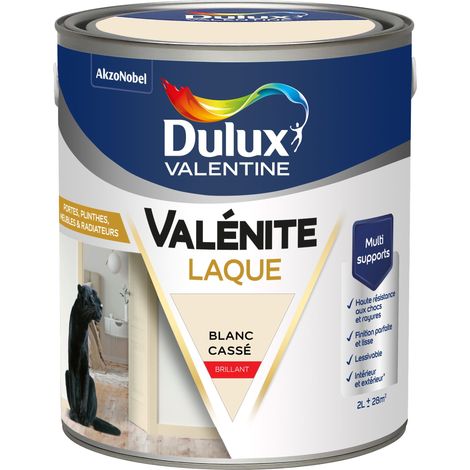 Dulux Valentine Peinture Laque Valénite Intérieur et Extérieur Multi-supports - Finition parfaite et lisse, Haute Résistance - Brillant Blanc Cassé 2 L