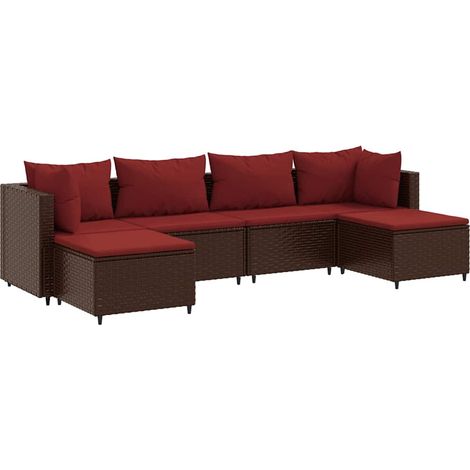 Set muebles de jardín 6 piezas y cojines ratán sintético marrón vidaXL (1/5)