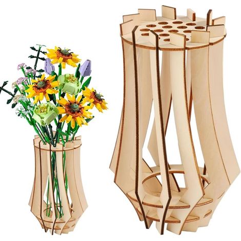 Kit de vase en bois pour fleurs, puzzle 3D tournesol, tulipes, narcisses, lotus (1/5)