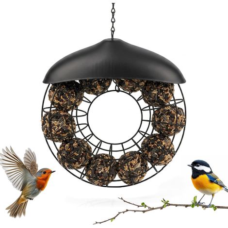 Support pour boules de graisse, distributeur de nourriture pour oiseaux, distributeur de boules de graisse à suspendre, mangeoire pour oiseaux sauvages (1/5)