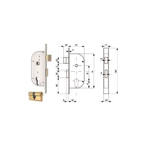 SERRATURA INFIL. CANCELLI 2 MAND. E SCR. SEP. + QUADRO CIL. SAG. 148- - mm.32 (148.32.0) - 2 pezzi MG