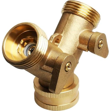 3/4" Robinet Y Séparateur, Laiton Collecteur Jardin Robinet Y Valve 2 Voies Laiton Robinet Jardin Tuyau Séparateur Deux Voies Tuyau Connecteur (1/5)