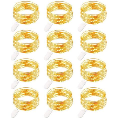 Guirlande lumineuse de Noël, Guirlandes lumineuses LED batterie, 20 pièces 1M 20 LEDs guirlandes lumineuses en fil de cuivre