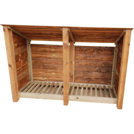 Wooden Log Store Reverse Roof, W187xH126cm (Brown finish)