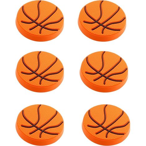 Lot de 6 boutons caoutchouc souple forme dessin animé pour enfant, poignée tiroir chambre (basketball). (1/5)