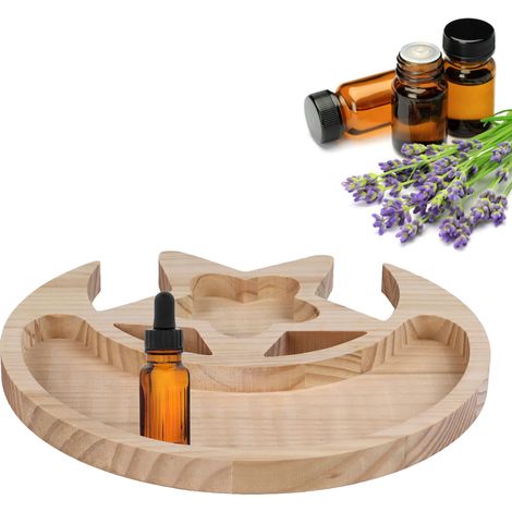 Plateau Bois Poli Décoratif multifonction : Plateau Étoile et Demi-Lune pour Pierres et Huiles Essentielle (1/5)
