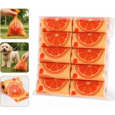 Sacs Dejection Chien Parfum Orange HDPE avec Boitier de Rangement Lot de 10 Rouleaux 23 x 30 cm (1/5)