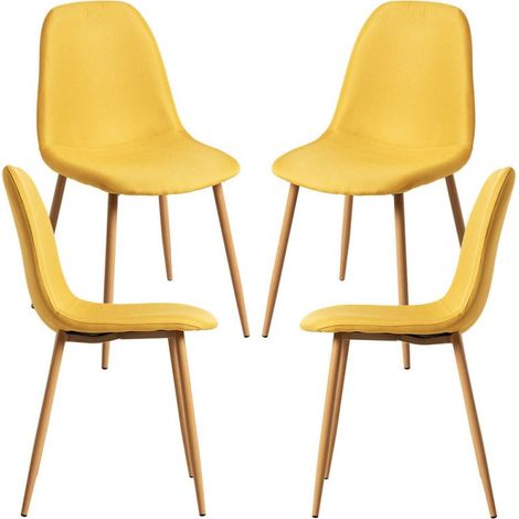 Packs Sillas Comedor - Pack 4 Sillas Teok Tela - Amarillo (1/5)