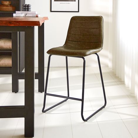 Tabouret de bar industriel Mark en simili cuir vert 65 cm de (1/5)